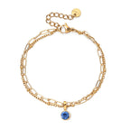 Pulsera doble dorada con piedra natal
