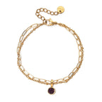 Pulsera doble dorada con piedra natal