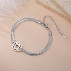 Pulsera doble con la <span data-glossary-id="etoile_de_david">Estrella de David</span> símbolo judío plata