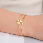 Pulsera doble con la <span data-glossary-id="etoile_de_david">Estrella de David</span> símbolo judío oro