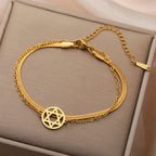Pulsera doble con la <span data-glossary-id="etoile_de_david">Estrella de David</span> símbolo judío oro