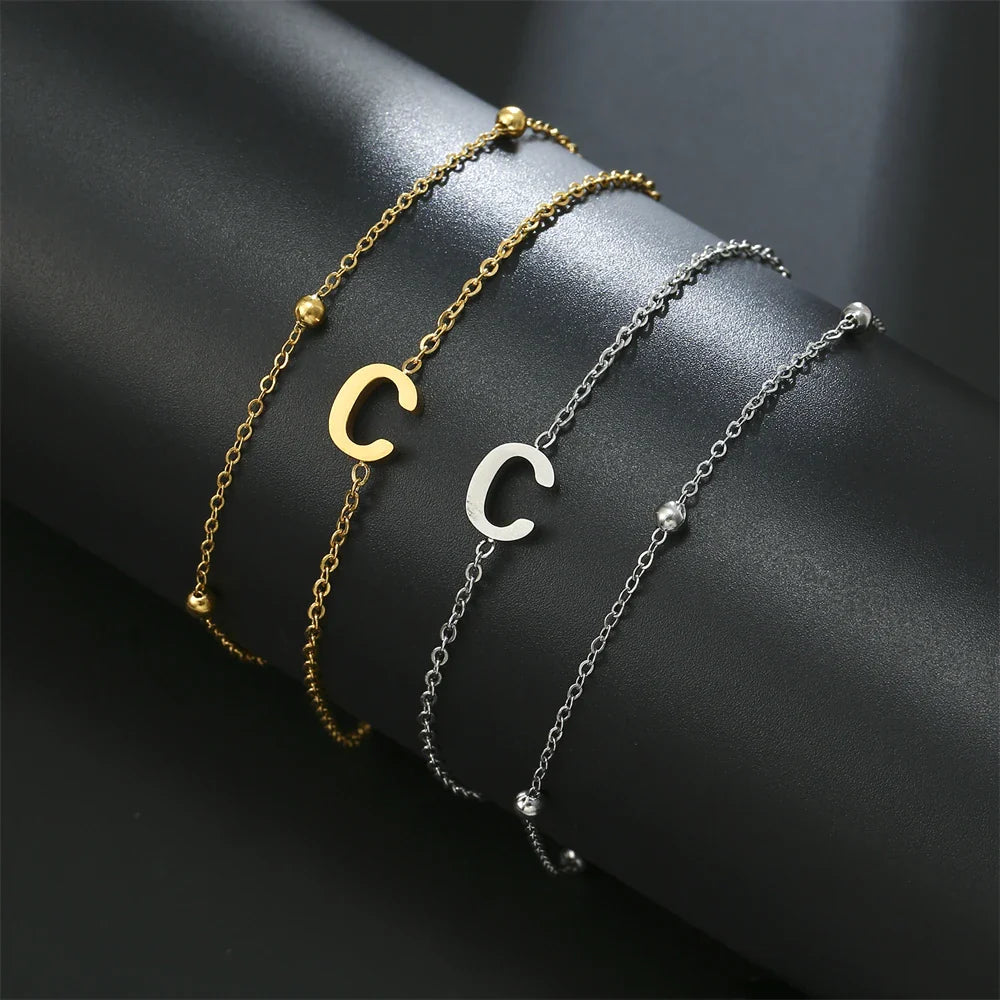 Pulsera doble con inicial - letra 