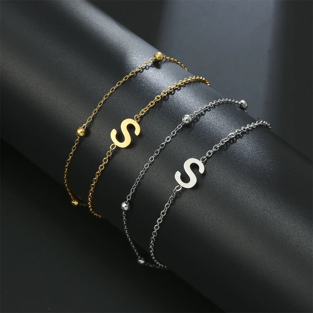 Pulsera doble con inicial - letra 