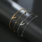 Pulsera de doble inicial oro y plata  v