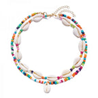 Collar doble de concha cauri multicolor