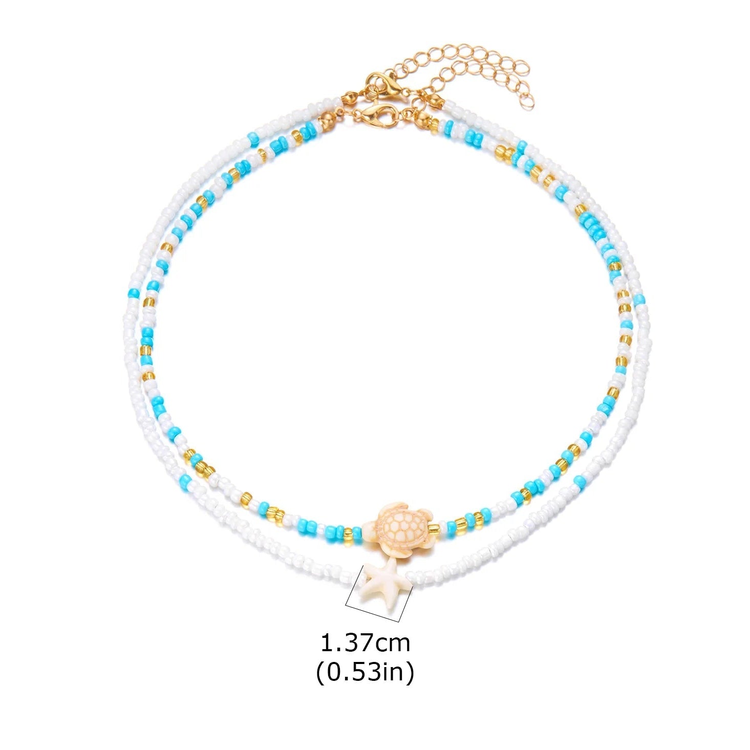 Doble collar de concha y perlas de colores