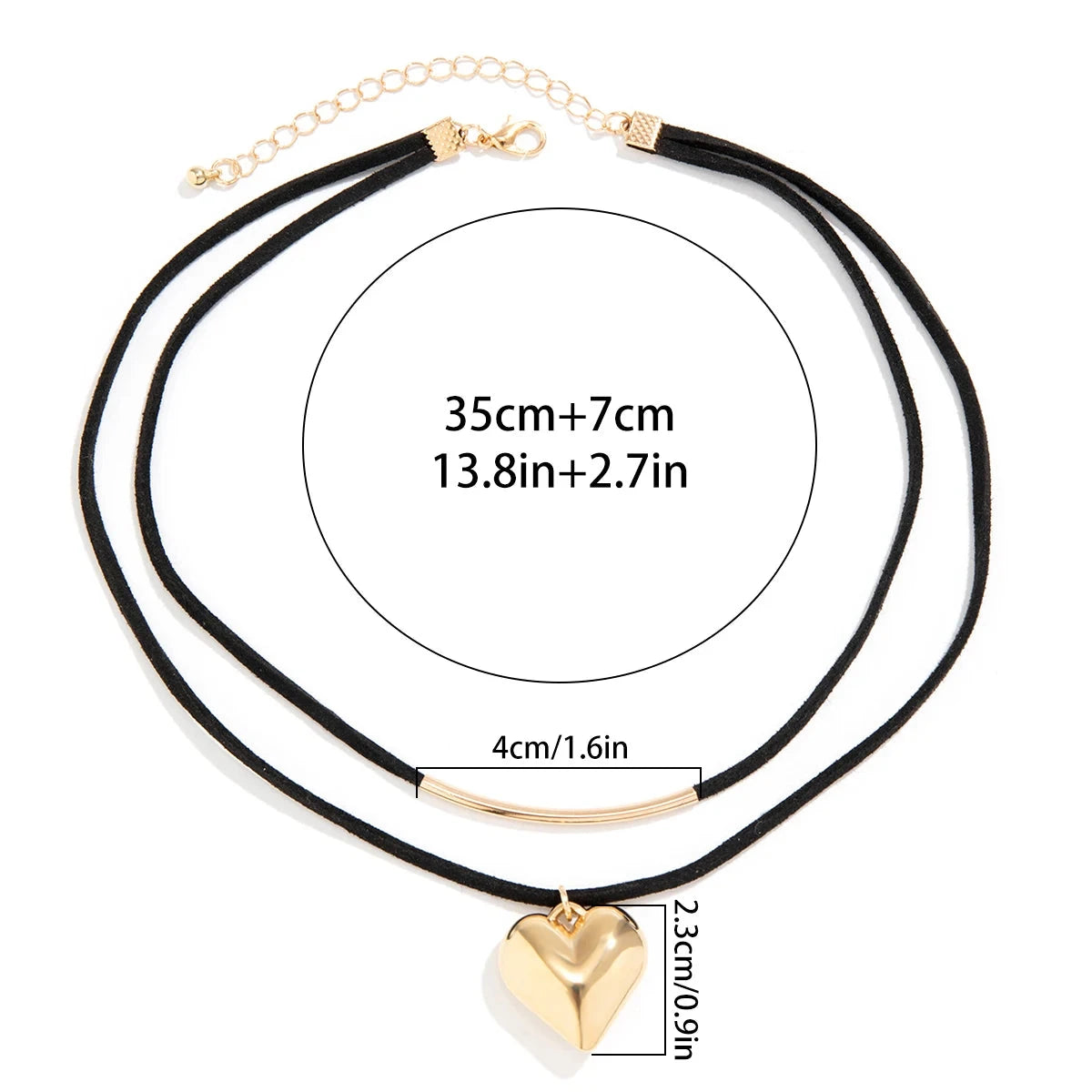 Doble Collar Colgante Corazón