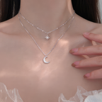 Doble Collar Colgante Luna y Estrella para Mujer