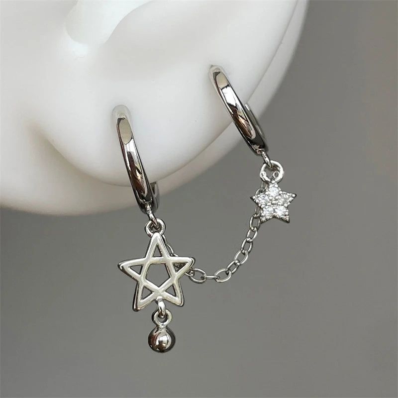 Pendientes dobles de aro con Estrellas de David
