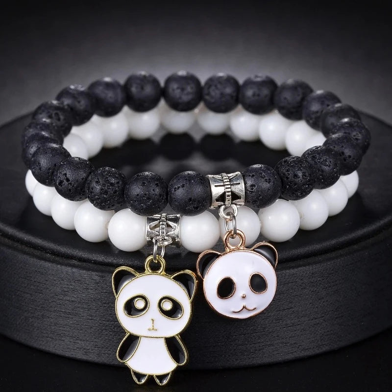 Dúo de Pulseras Panda Blanco y Negro