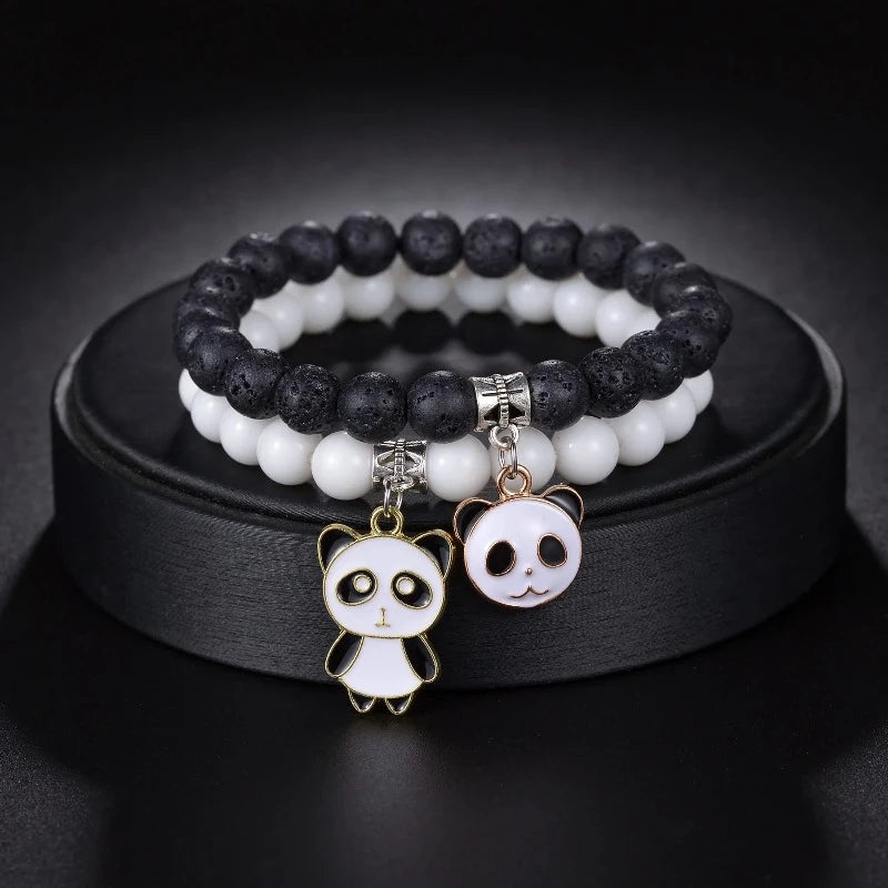 Dúo de Pulseras Panda Blanco y Negro