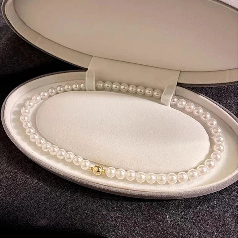 Elegante Collar Gargantilla de Perlas Blancas