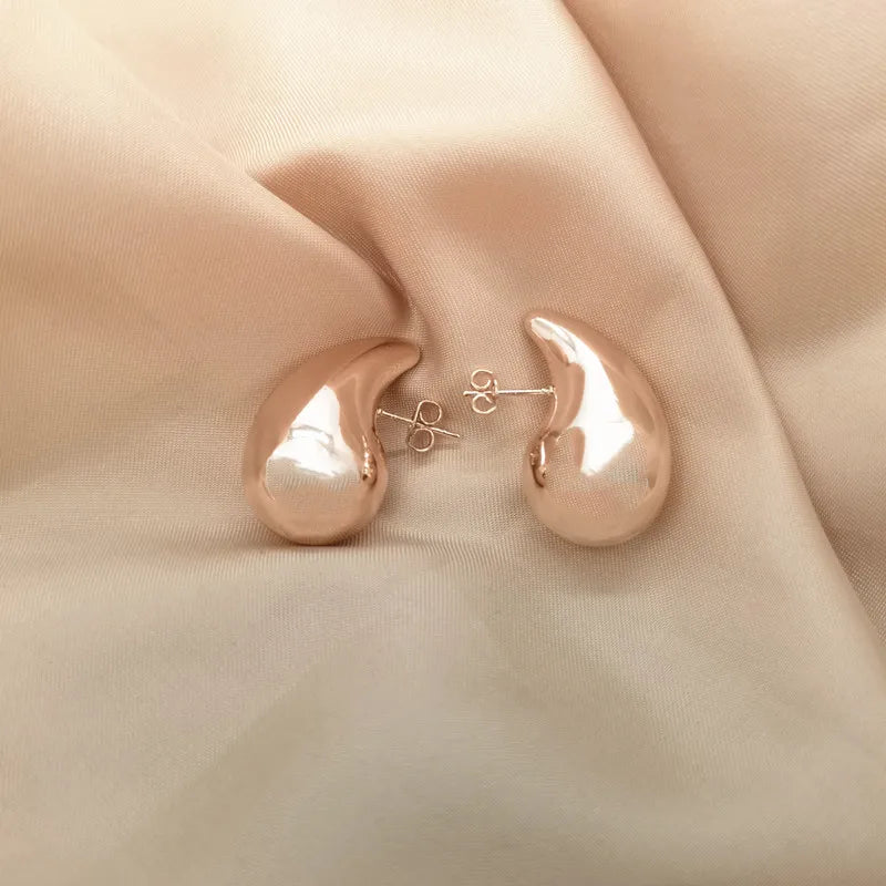 Pendientes de botón Gota grande de agua oro