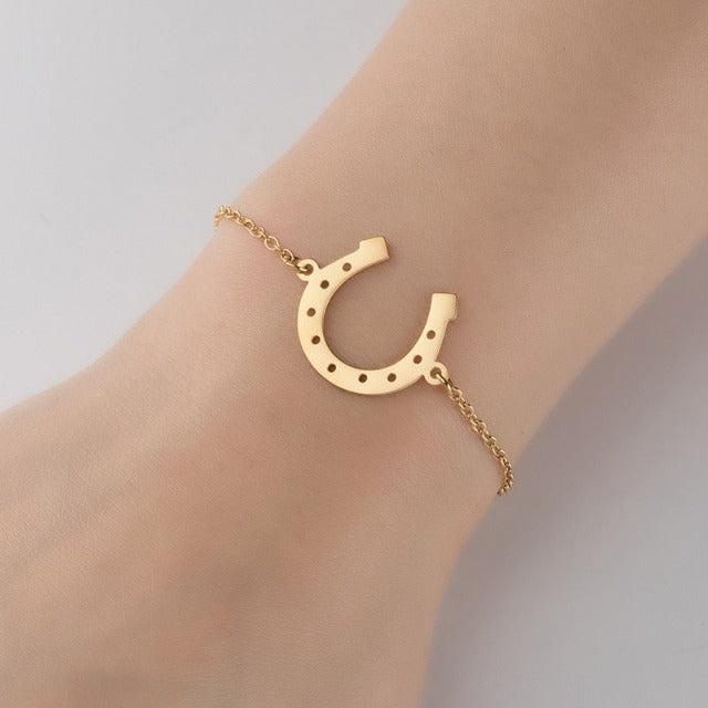 Pulsera herradura gourmette amuleto de la suerte oro