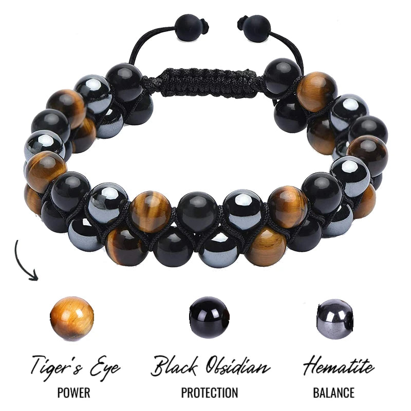 Pulsera Gourmette Ojo de Tigre Cordones y Piedras