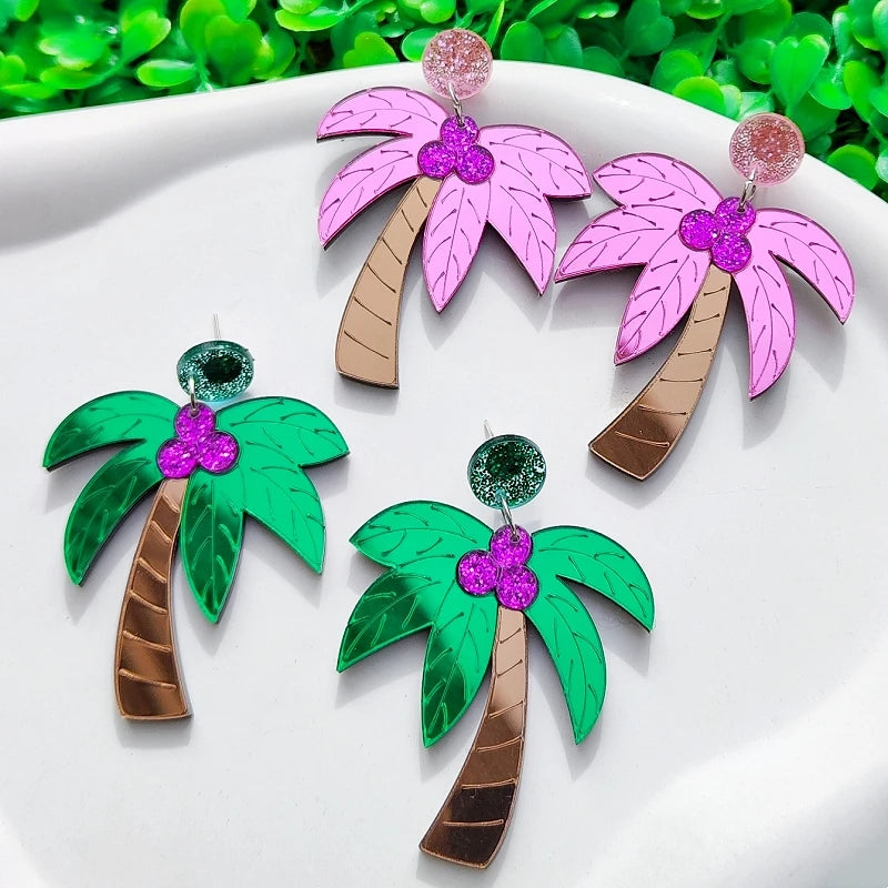 Pendientes grandes de colores palmera 