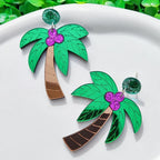 Pendientes grandes de colores palmera verde
