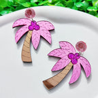 Pendientes grandes de colores palmera rosa
