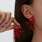 Pendientes grandes de coral para mujer rojos