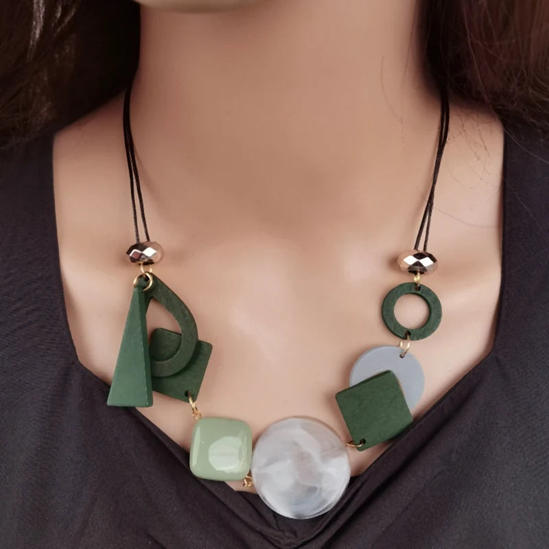 Collar Colgante Asimétrico de Estilo Bohemio gris