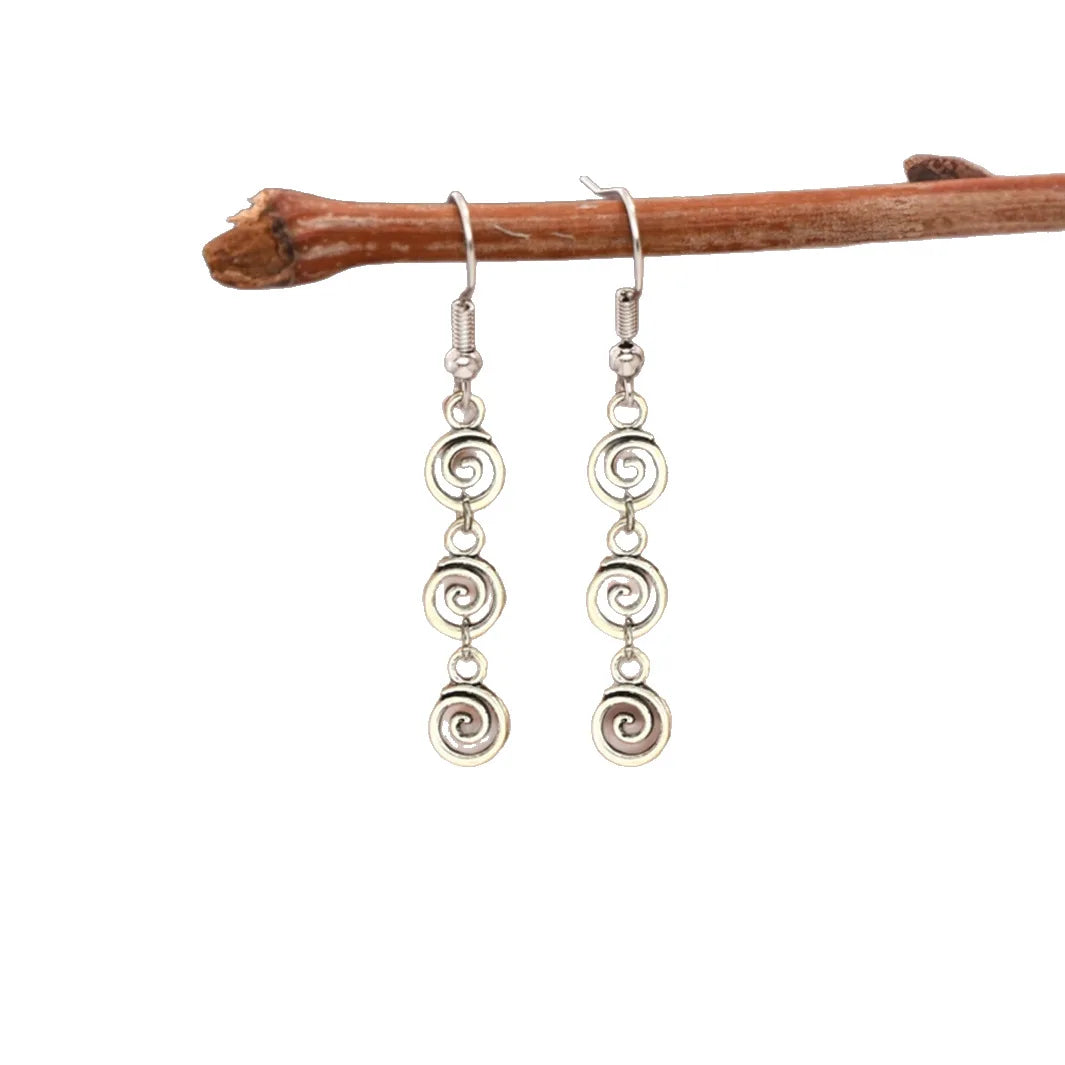 Pendientes largos colgantes en espiral