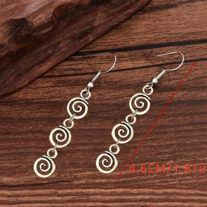 Pendientes largos colgantes en espiral