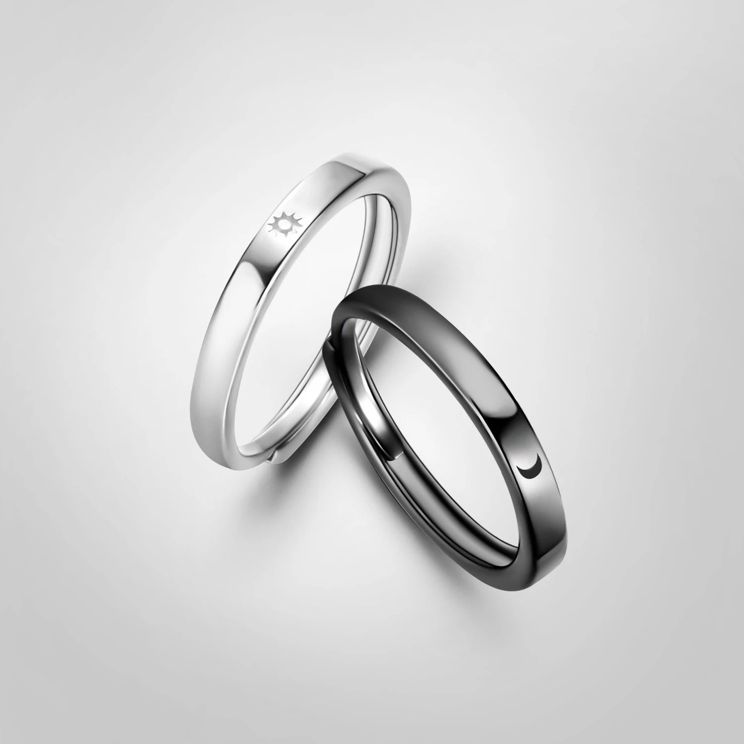 Juego de 2 Anillos para Parejas Anillo Sol y Luna Romántico