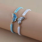 Juego de 2 Pulseras Ala de Mariposa para Mejores Amigos azul y blanco