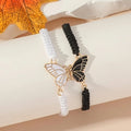 Juego de 2 Pulseras Ala de Mariposa para Mejores Amigos negro y blanco