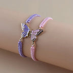Juego de 2 Pulseras Ala de Mariposa para Mejores Amigos violeta y rosa
