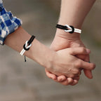 Lote de 2 pulseras de nudo para pareja blanco y negro