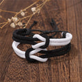 Lote de 2 pulseras de nudo para pareja blanco y negro