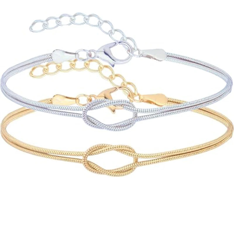 Lote de 2 Pulseras Nudos Románticos para Pareja de Amigos o Dúo
