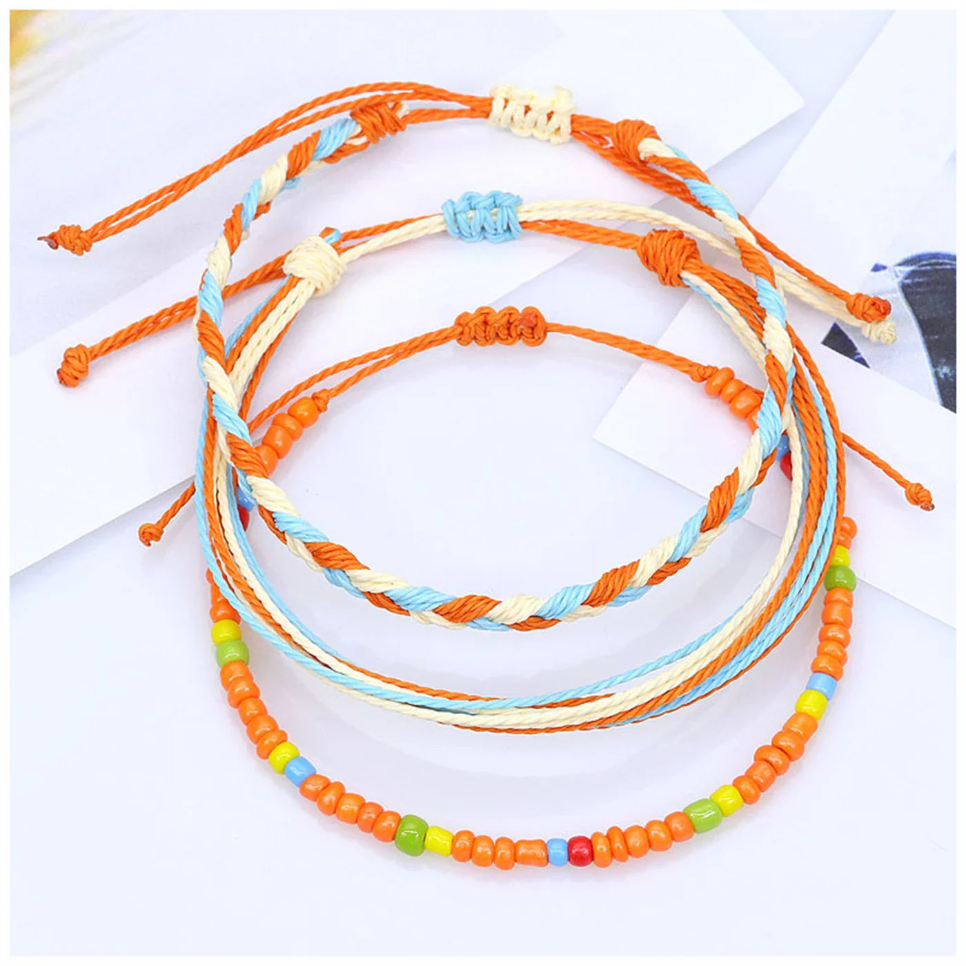 Lote de 3 pulseras brasileñas de colores impermeables