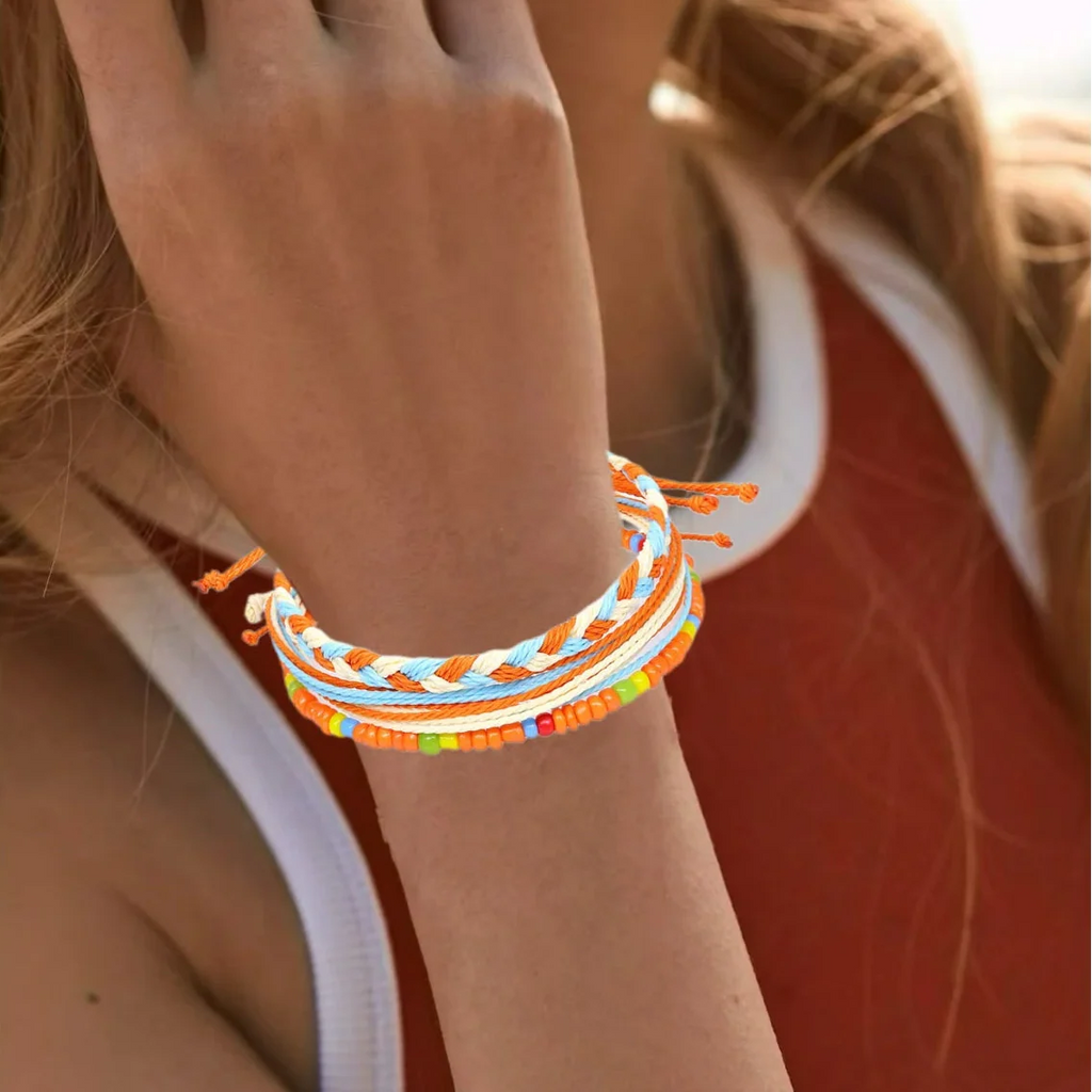 Lote de 3 pulseras brasileñas de colores impermeables naranja