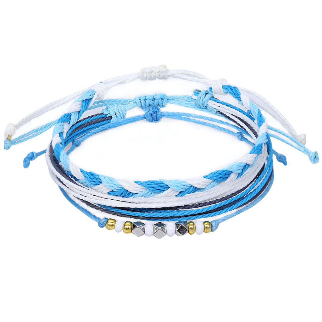Lote de 3 pulseras brasileñas de colores impermeables azul 