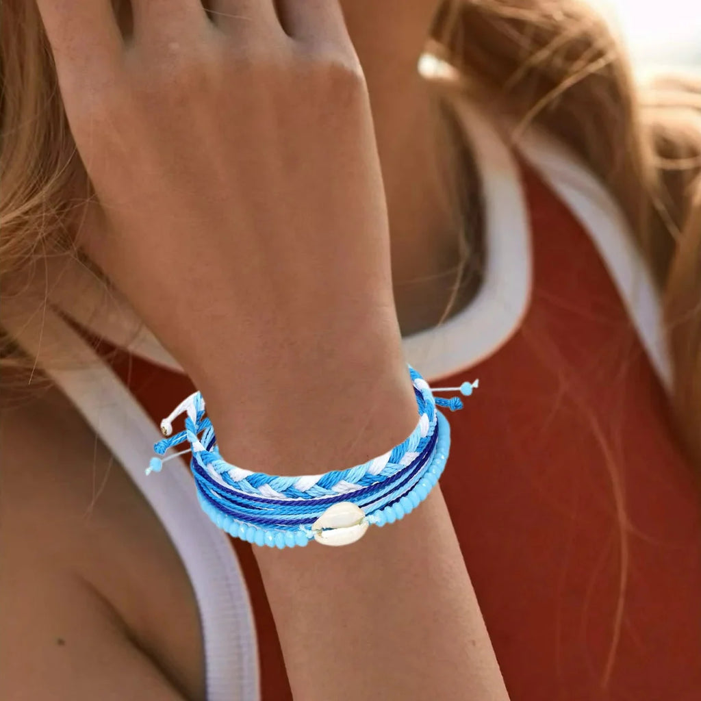 Lote de 3 pulseras brasileñas de colores impermeables azul turquesa