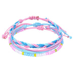 Lote de 3 pulseras brasileñas de colores impermeables rosa
