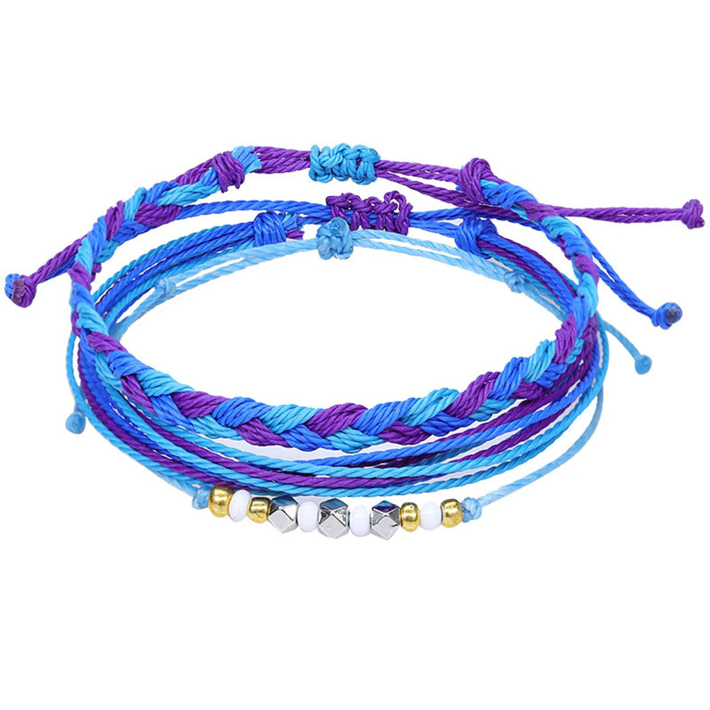 Lote de 3 pulseras brasileñas de colores impermeables violeta