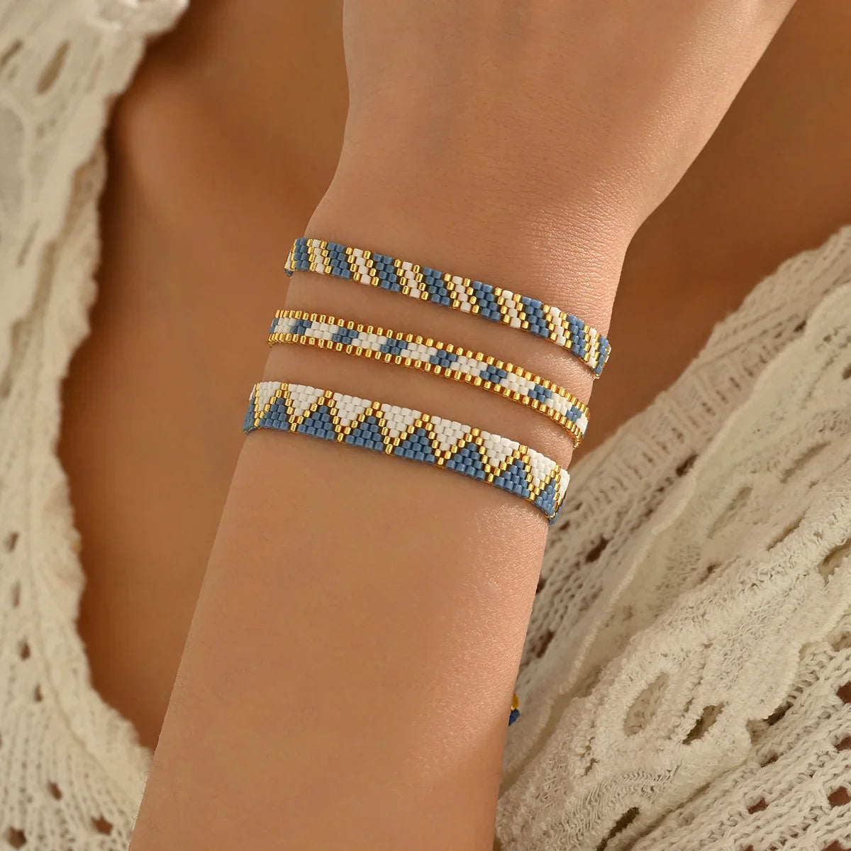Lote de 3 pulseras brasileñas finas de trenzado tradicional