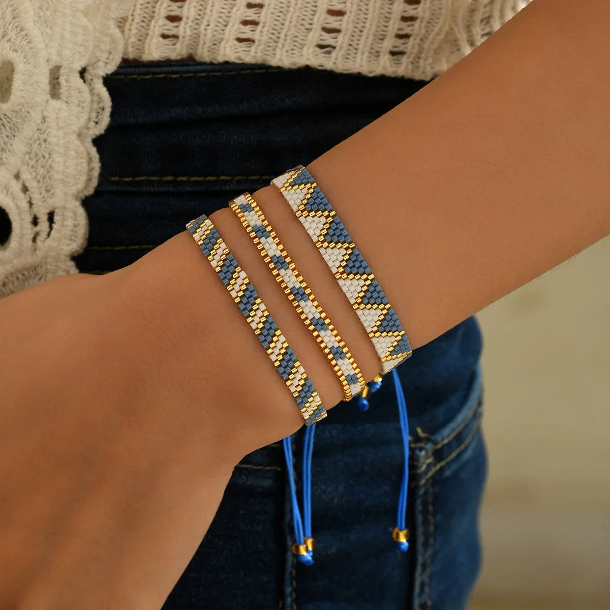 Lote de 3 pulseras brasileñas finas de trenzado tradicional