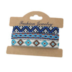 Lote de 3 pulseras brasileñas de estilo étnico hechas a mano azul