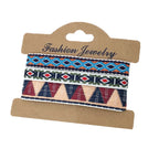 Lote de 3 pulseras brasileñas de estilo étnico hechas a mano azul y rojo