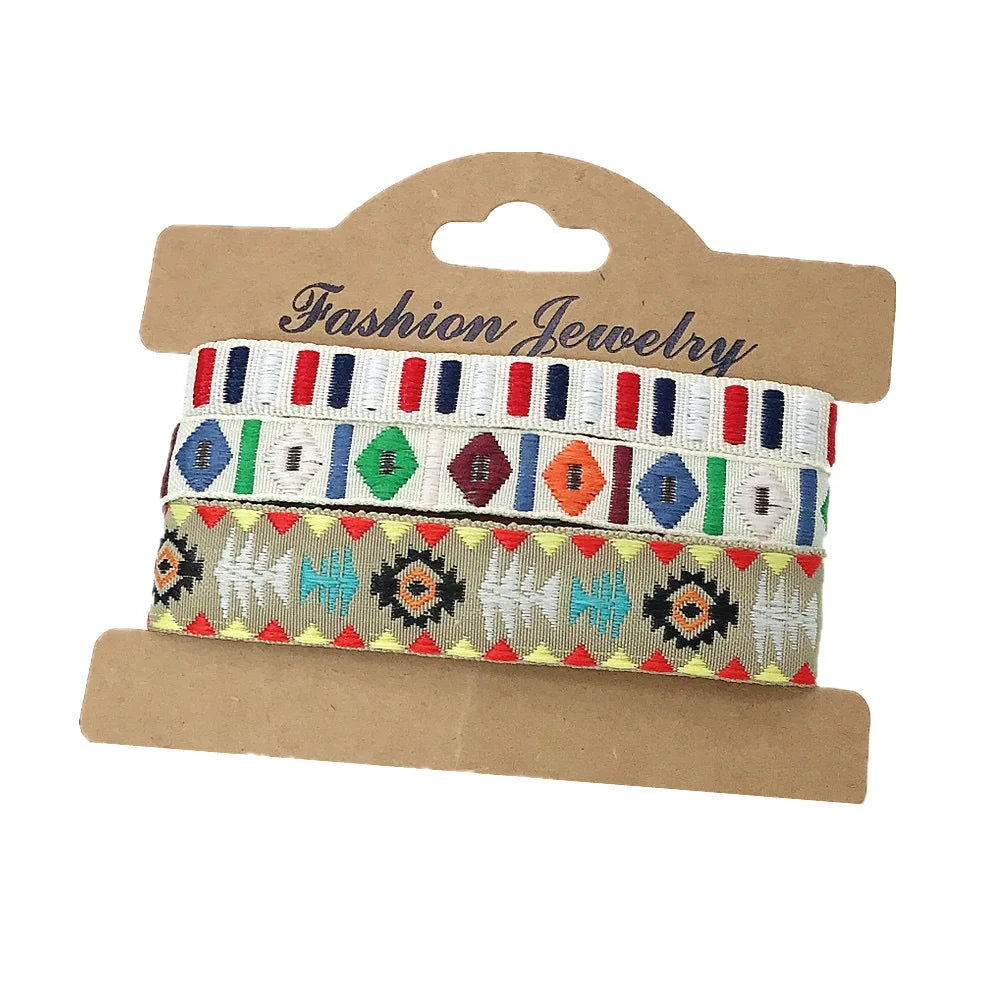 Lote de 3 pulseras brasileñas de estilo étnico hechas a mano multicolor