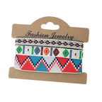 Lote de 3 pulseras brasileñas de estilo étnico hechas a mano rojo y azul