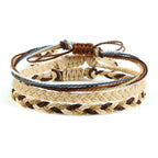 Lote de 3 pulseras brasileñas tejidas impermeables beige