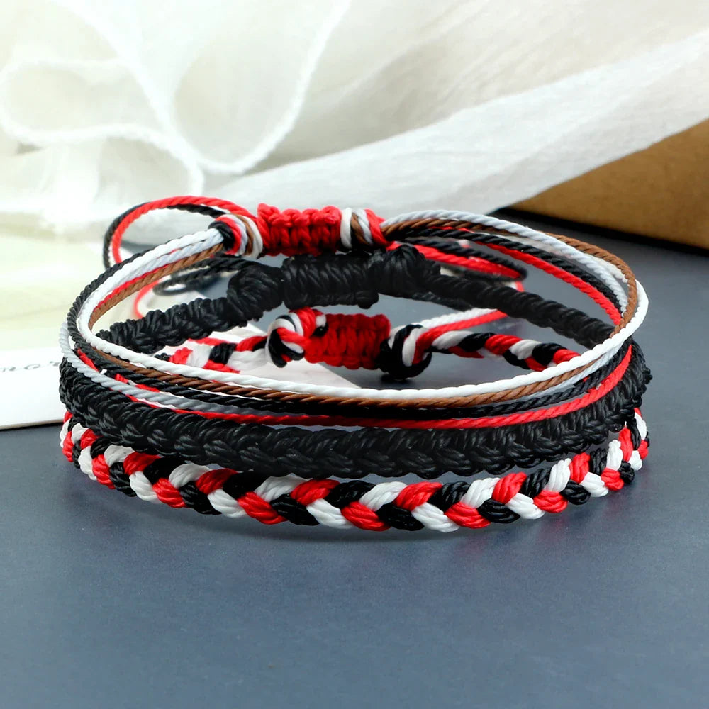 Lote de 3 pulseras brasileñas tejidas impermeables negro