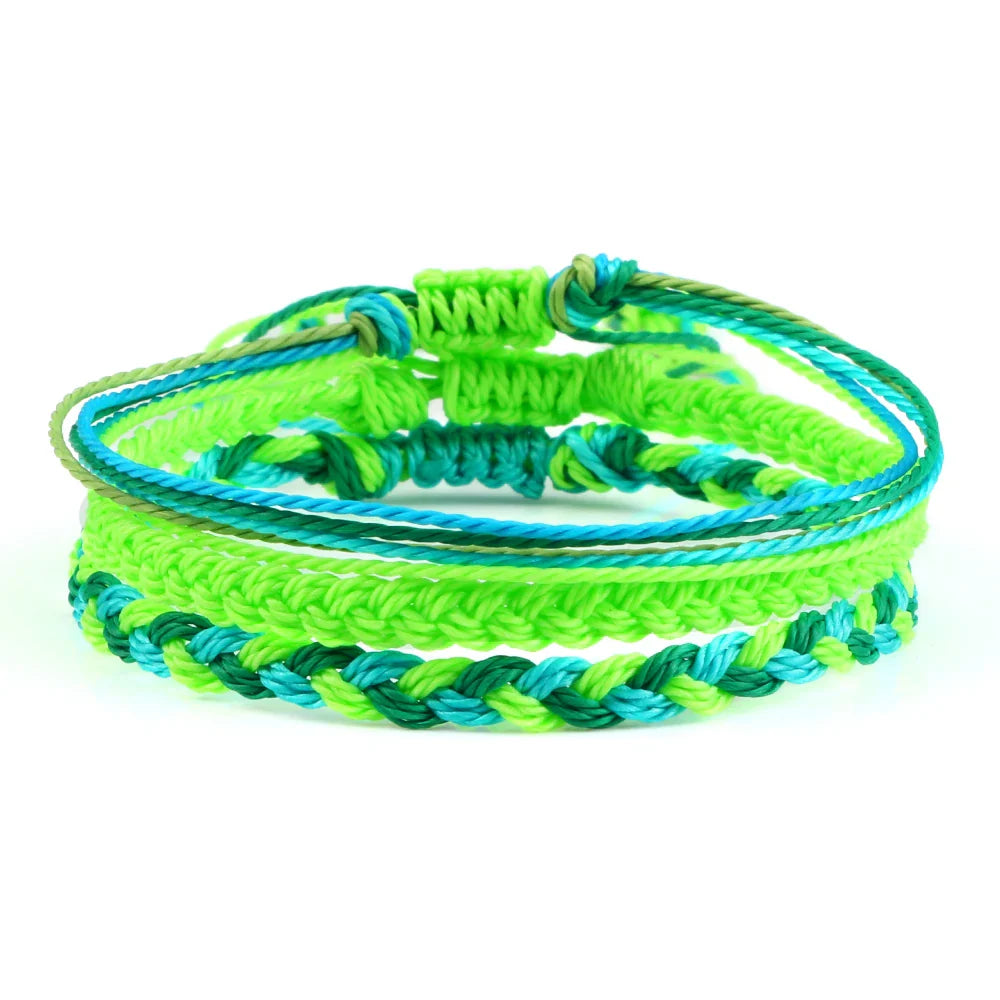 Lote de 3 pulseras brasileñas tejidas impermeables verde 