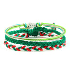 Lote de 3 pulseras brasileñas tejidas impermeables verde y rojo 