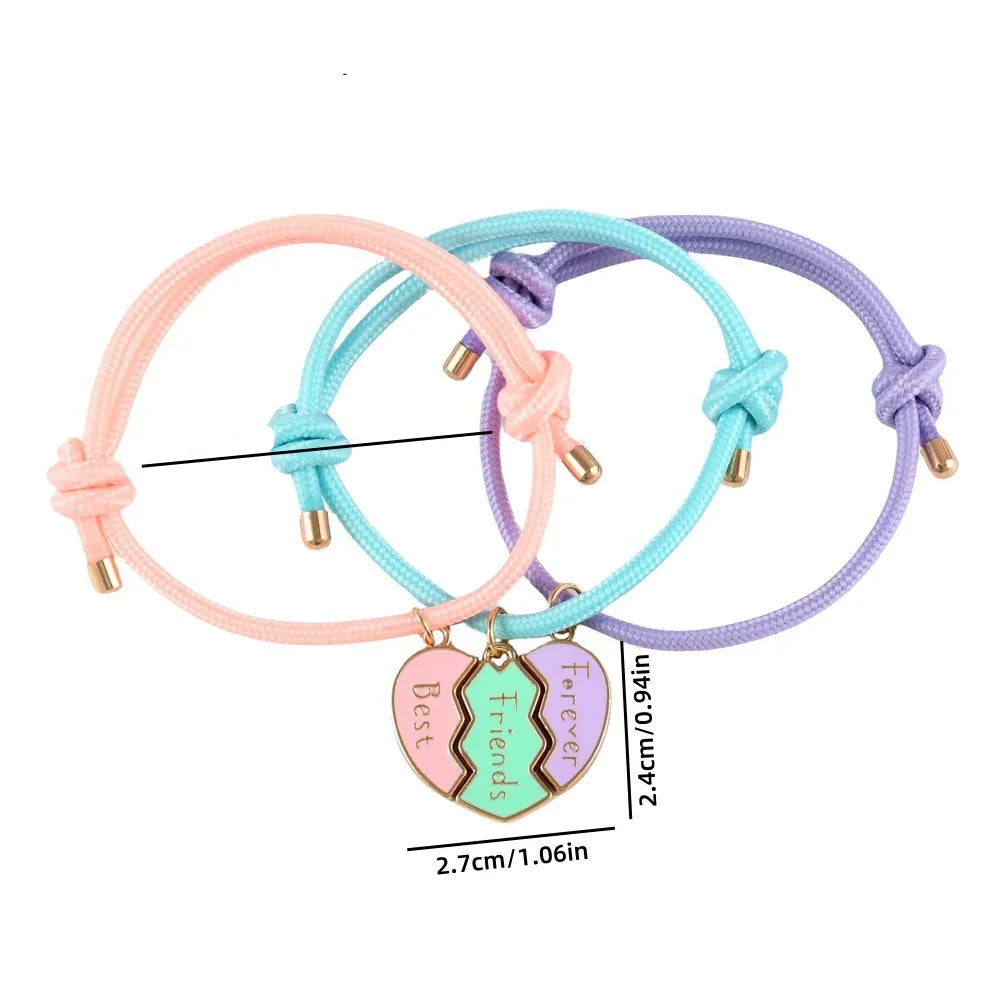 Lote de 3 Pulseras de Cuerda para Trío de Mejores Amigos